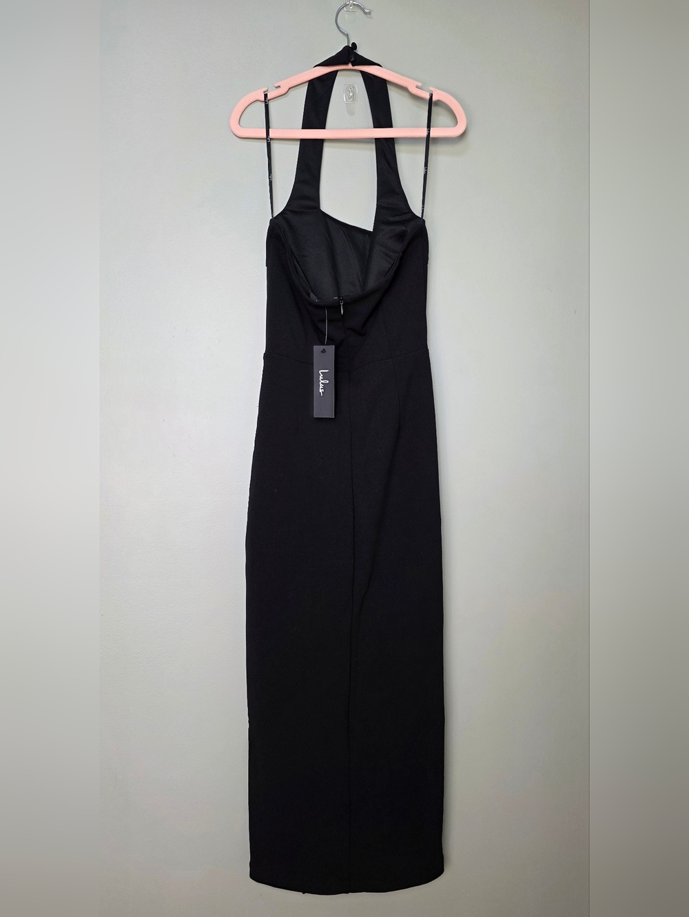 Lulus Prominent Charm Black Halter Bodycon Tulip Midi Dress, XS - Picture 6 of 10